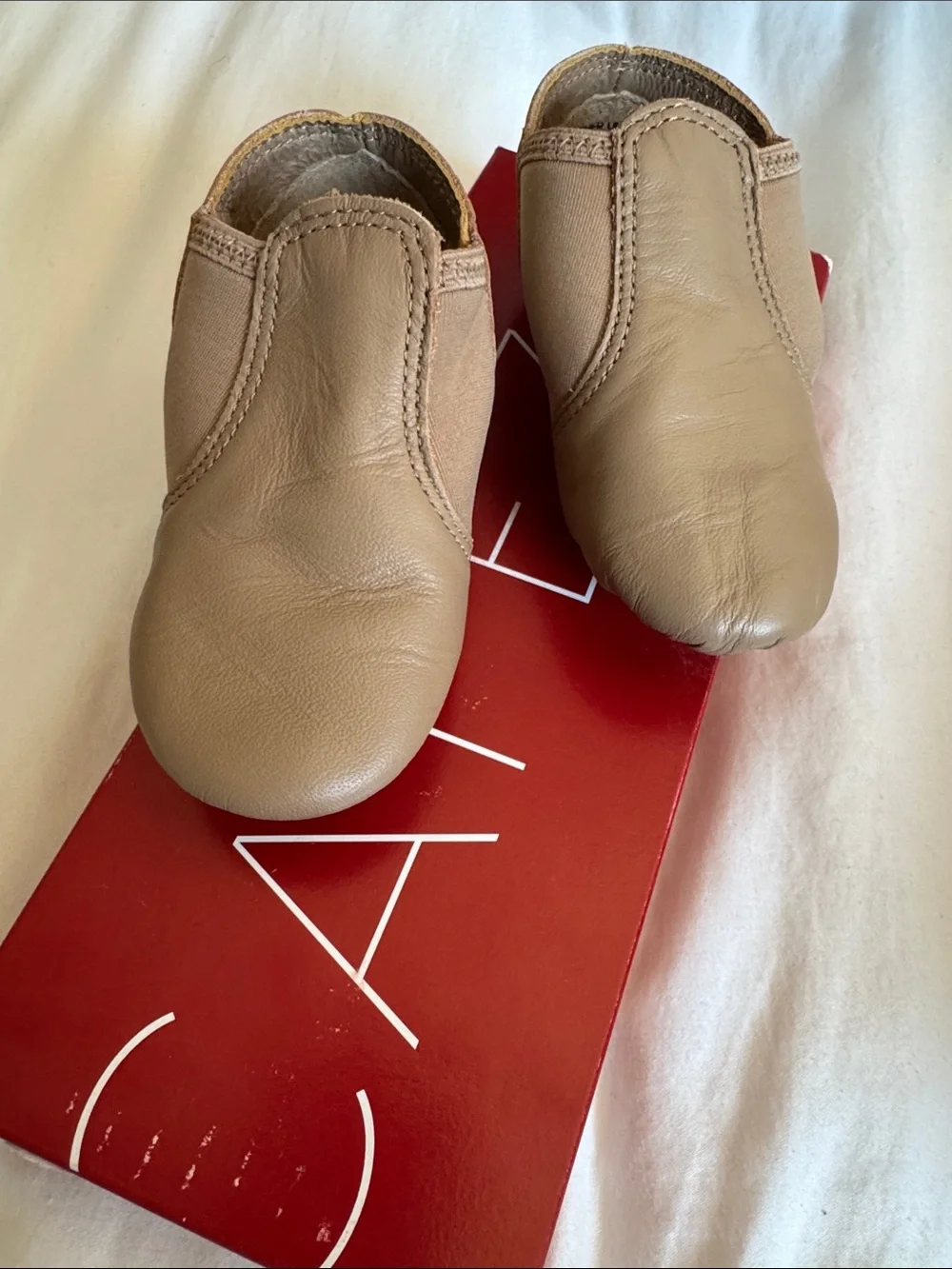 Capezio Taupe Leather Slip-On Baby Shoes